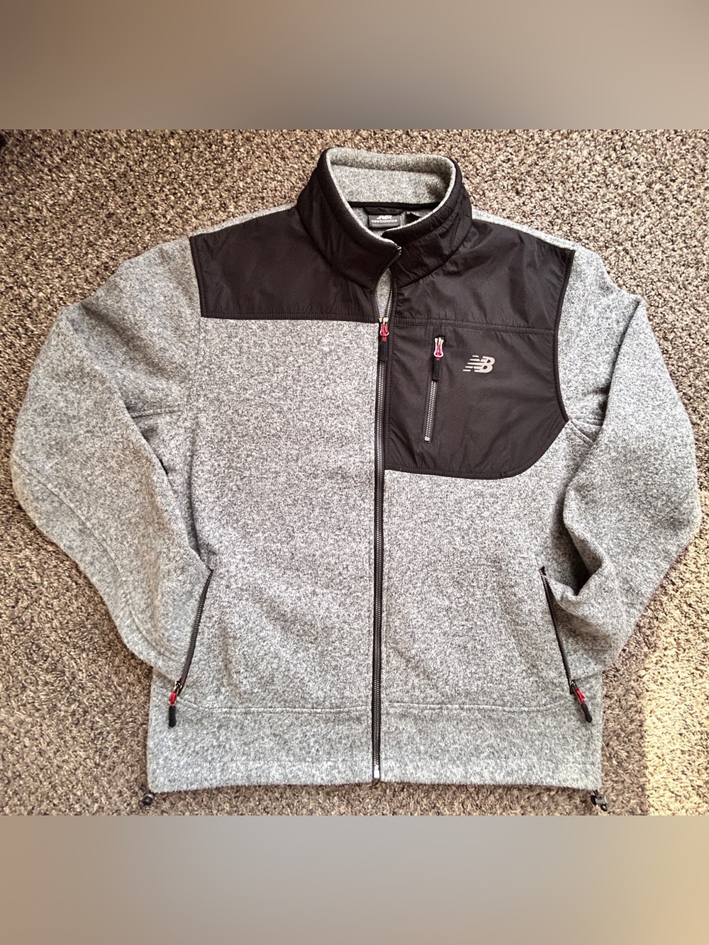 Men’s New Balance Grey and Black Zip-Up Fleece Jacket